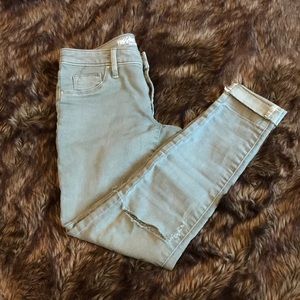 Target mossimo dusty green rioped knee denim